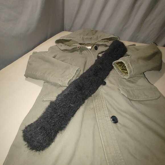 Michael Kors Hooded Parka Coat Size Large Olive Faux Fur Trim Sherpa Lining - Picture 8 of 14